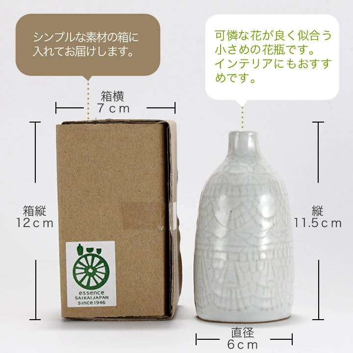 花瓶と箱のサイズ
